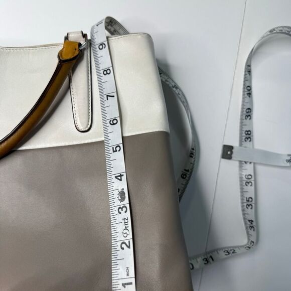 Coach 32502 Borough Bag in Two-Tone Leather Gray White Handbag Purse Briefcase - Picture 14 of 15